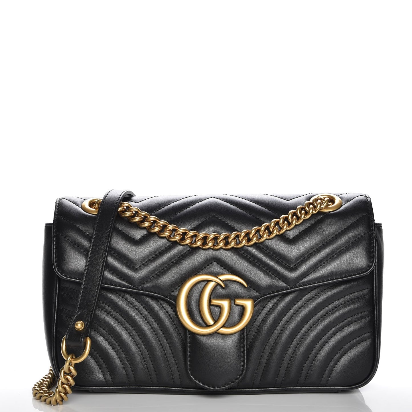 Calfskin Matelasse Small GG Marmont Shoulder Bag Black