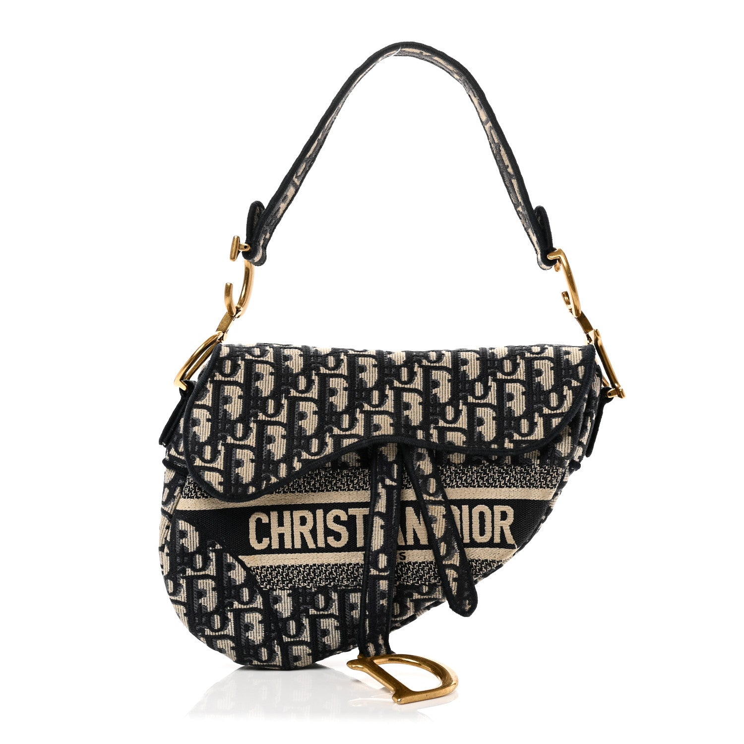 Christian Dior Oblique Embroidered Saddle Bag Blue 1 of 11