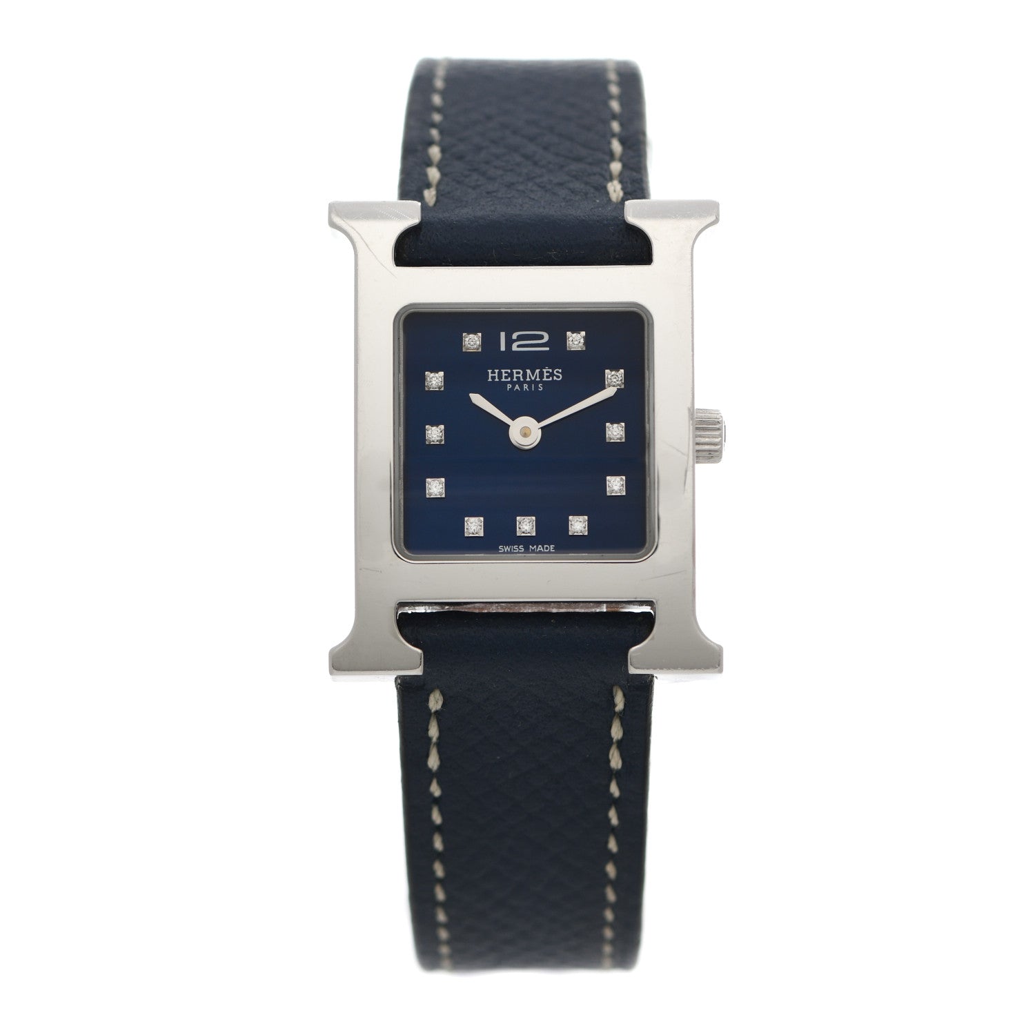 Hermes Stainless Steel Epsom Diamond 21mm Heure H Hour Quartz Watch Malta 1 of 5