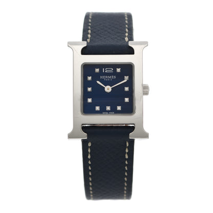 Hermes Stainless Steel Epsom Diamond 21mm Heure H Hour Quartz Watch Malta 1 of 5