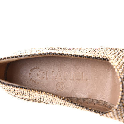 Chanel Tweed Grosgrain CC Espadrilles 36 Gold Beige Black 8 of 12