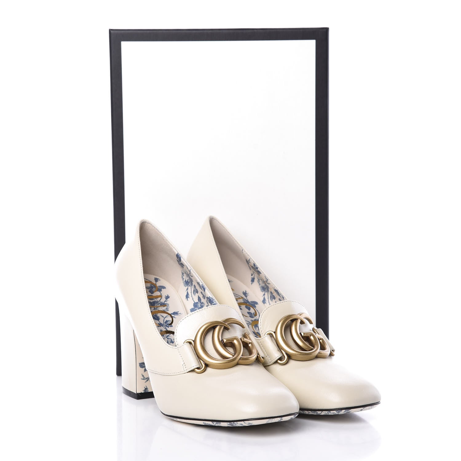Gucci Malaga Kid GG Victoire 95mm Loafer Pumps 37.5 Vintage White 10 of 10