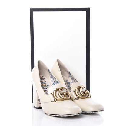 Gucci Malaga Kid GG Victoire 95mm Loafer Pumps 37.5 Vintage White 10 of 10