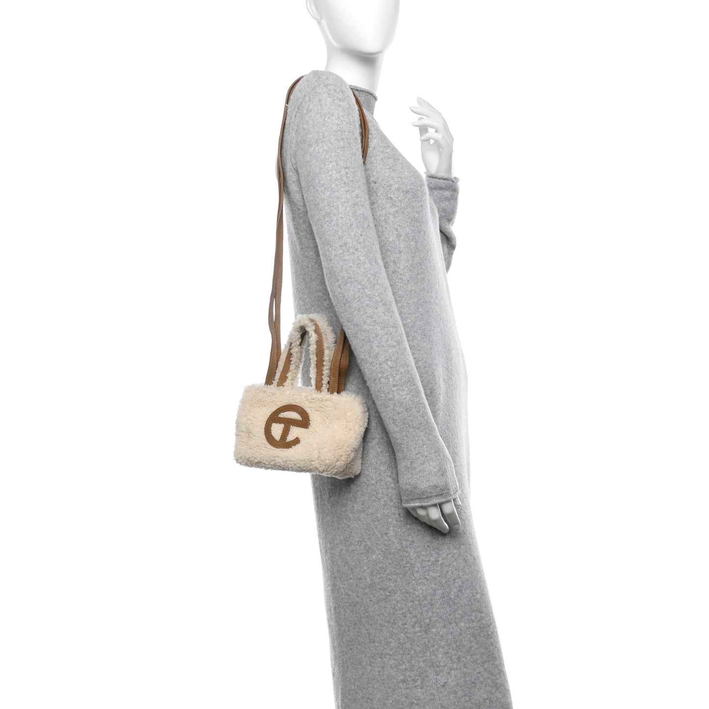 X UGG Suede Shearling Reverse Small Shopping Bag Natural