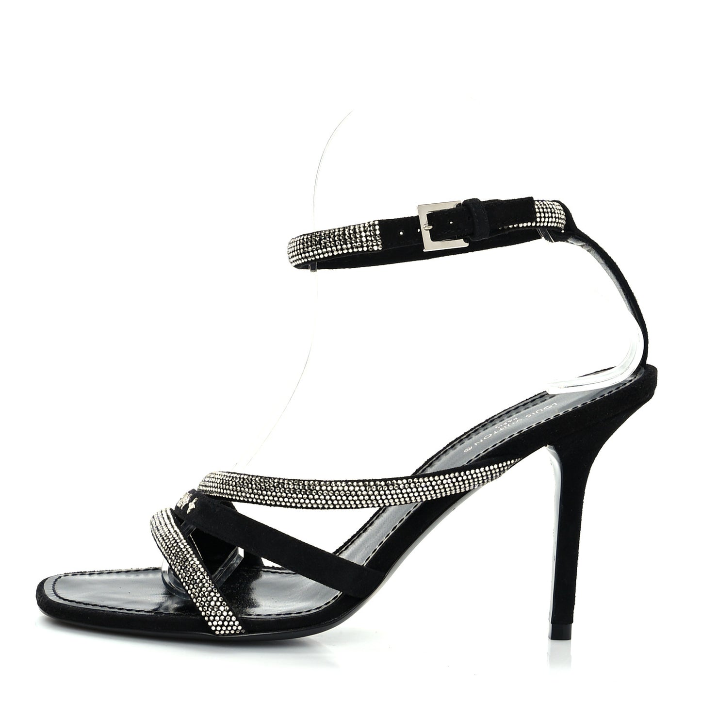 Suede Goat Rhinestone Appeal Sandals 37.5 Black