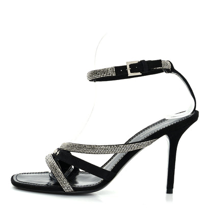 Louis Vuitton Suede Goat Rhinestone Appeal Sandals 37.5 Black 1 of 8