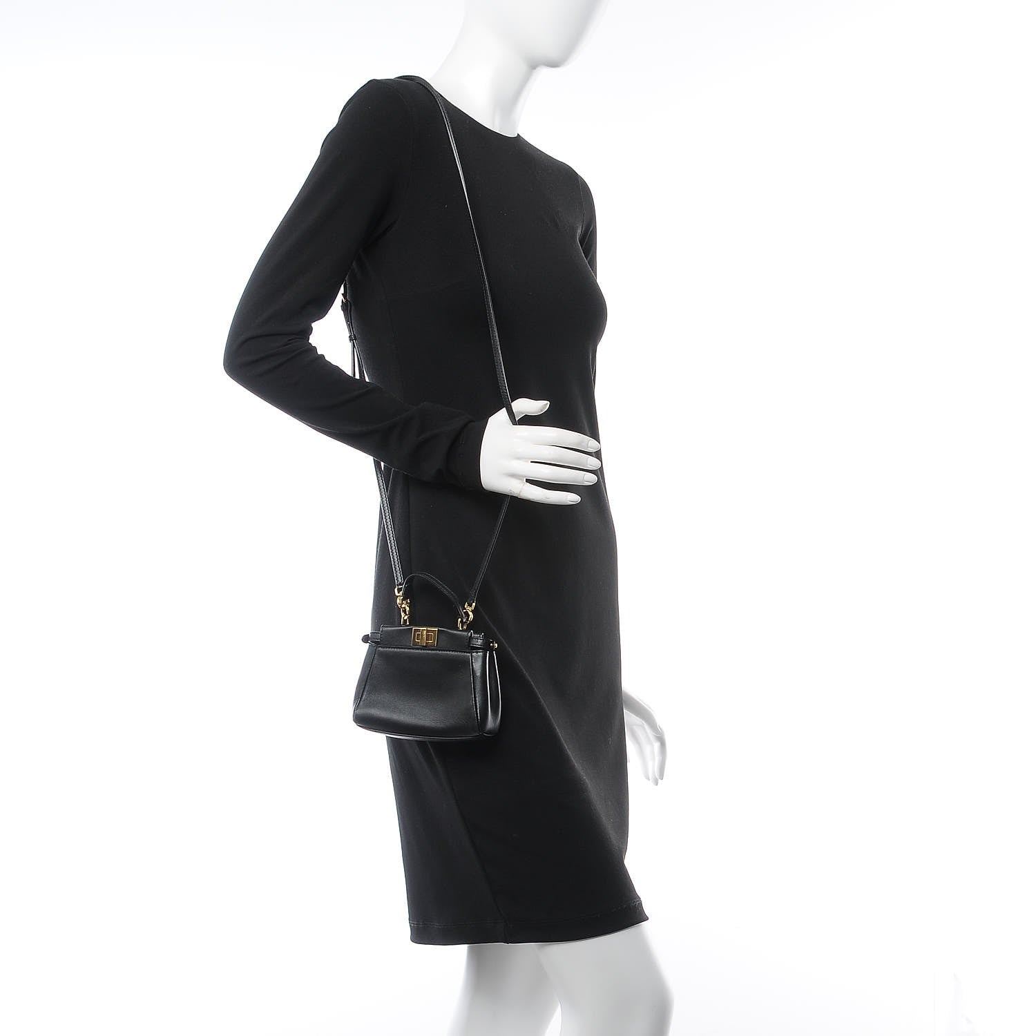 Fendi Nappa Micro Peekaboo Iconic Satchel Black 2 of 10
