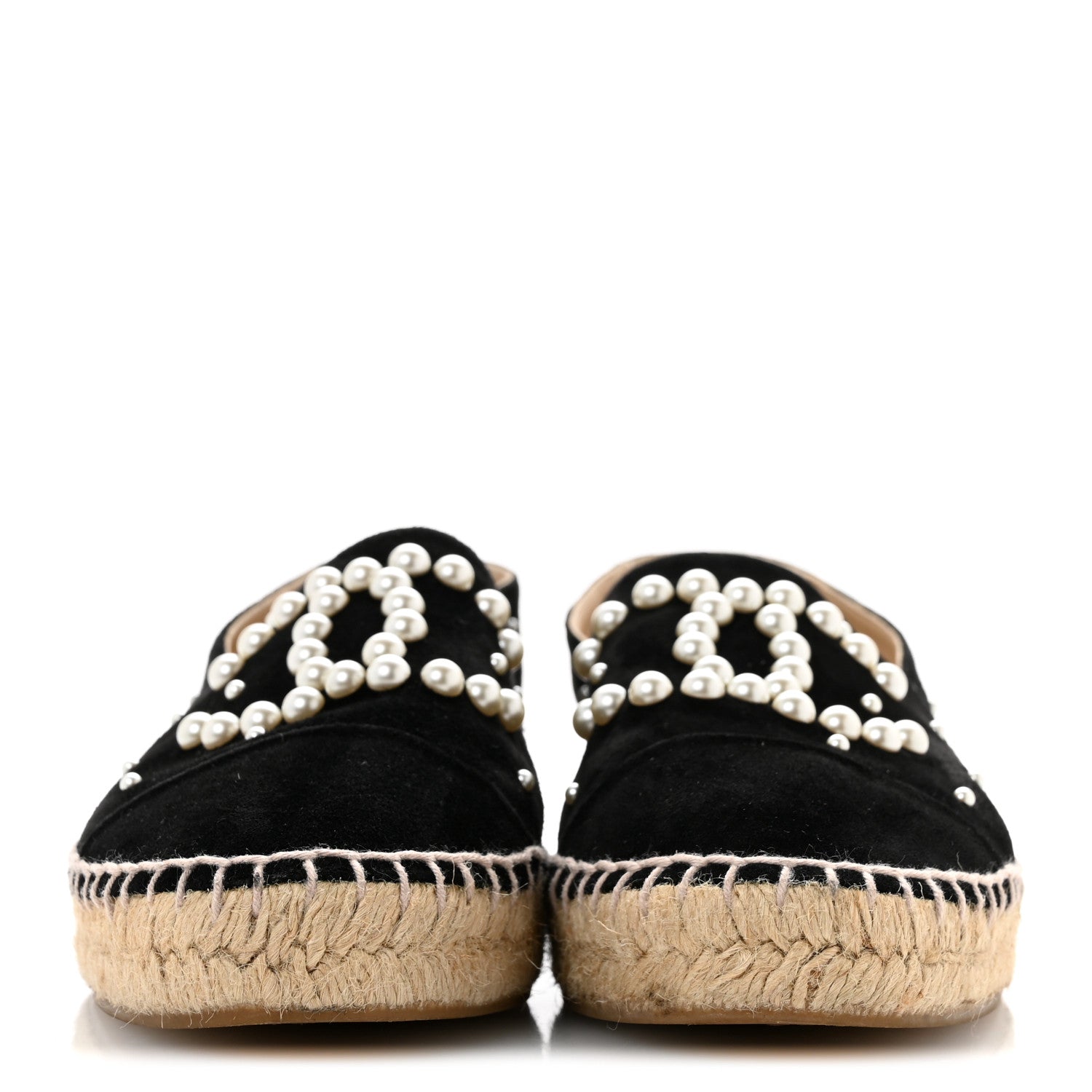 Chanel Suede Pearl CC Espadrilles 37 Black 3 of 10