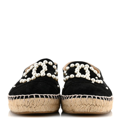 Chanel Suede Pearl CC Espadrilles 37 Black 3 of 10