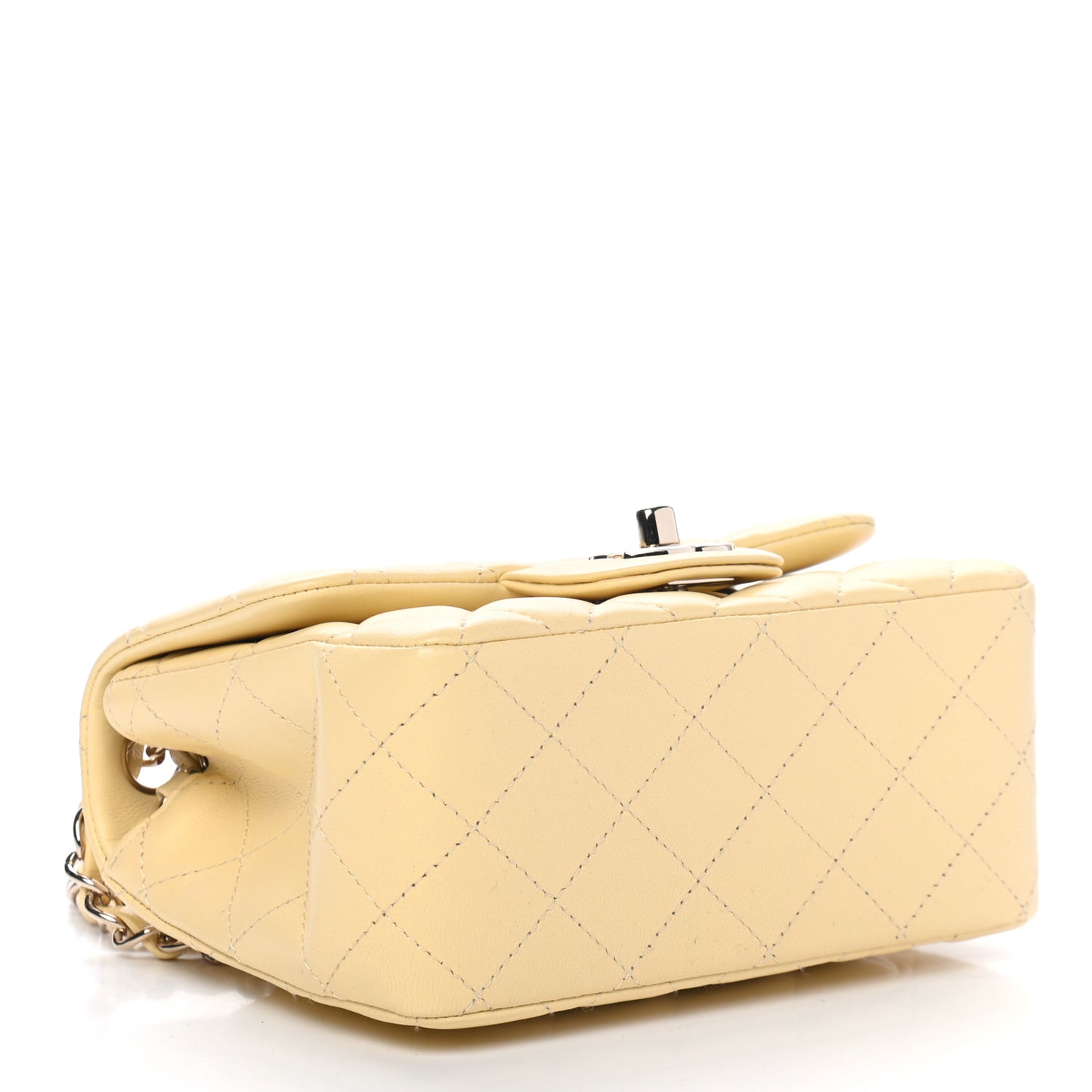 Lambskin Quilted Mini Square Flap Light Yellow