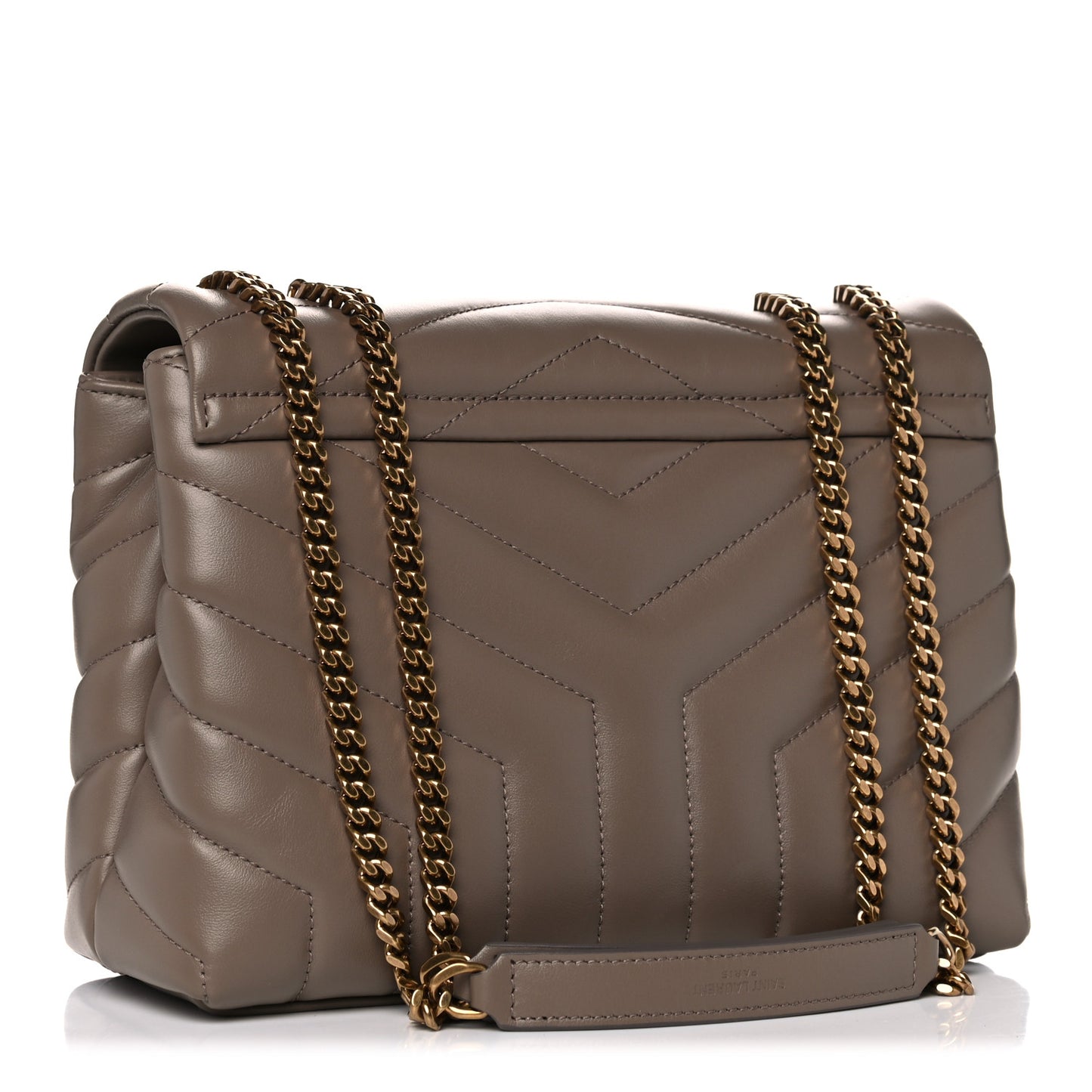Calfskin Y Quilted Monogram Small Loulou Chain Satchel Taupe