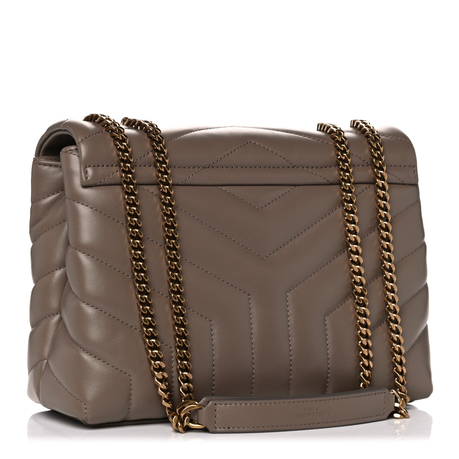 Saint Laurent Calfskin Y Quilted Monogram Small Loulou Chain Satchel Taupe 2 of 9