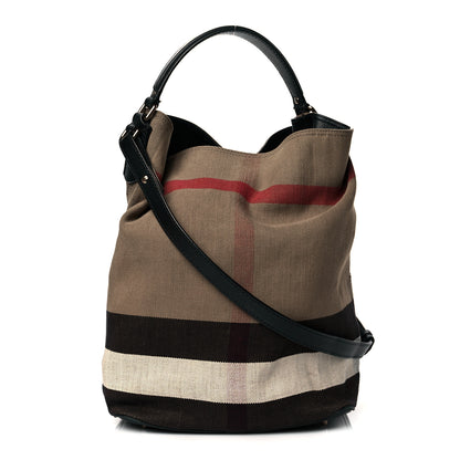Burberry Canvas Mega Check Medium Ashby Hobo Black 3 of 9