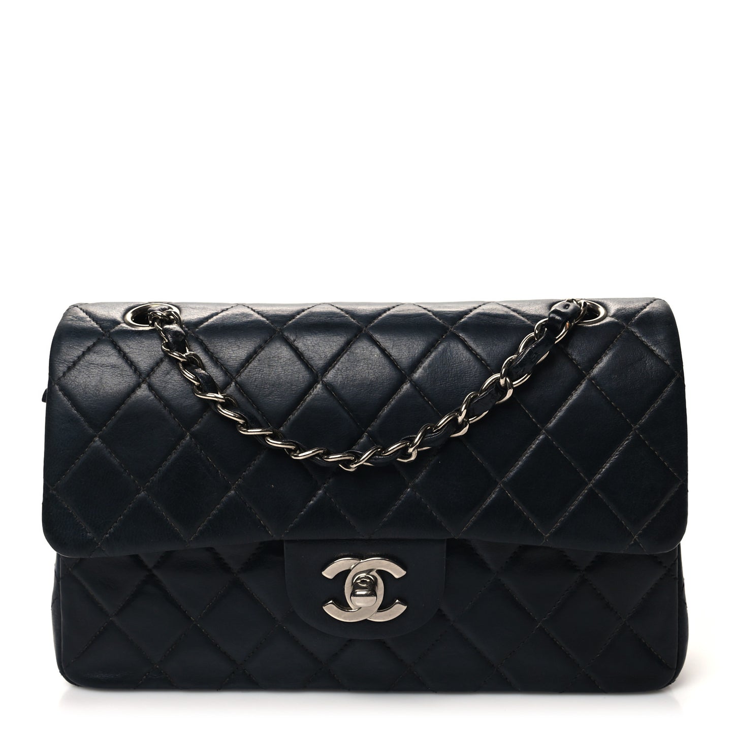 Lambskin Quilted Small Double Flap Black