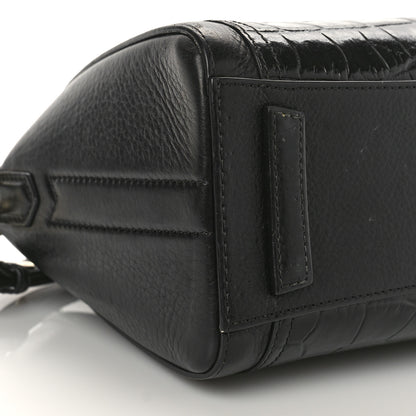 Givenchy Grained Calfskin Crocodile Embossed Mini Antigona Black 7 of 9