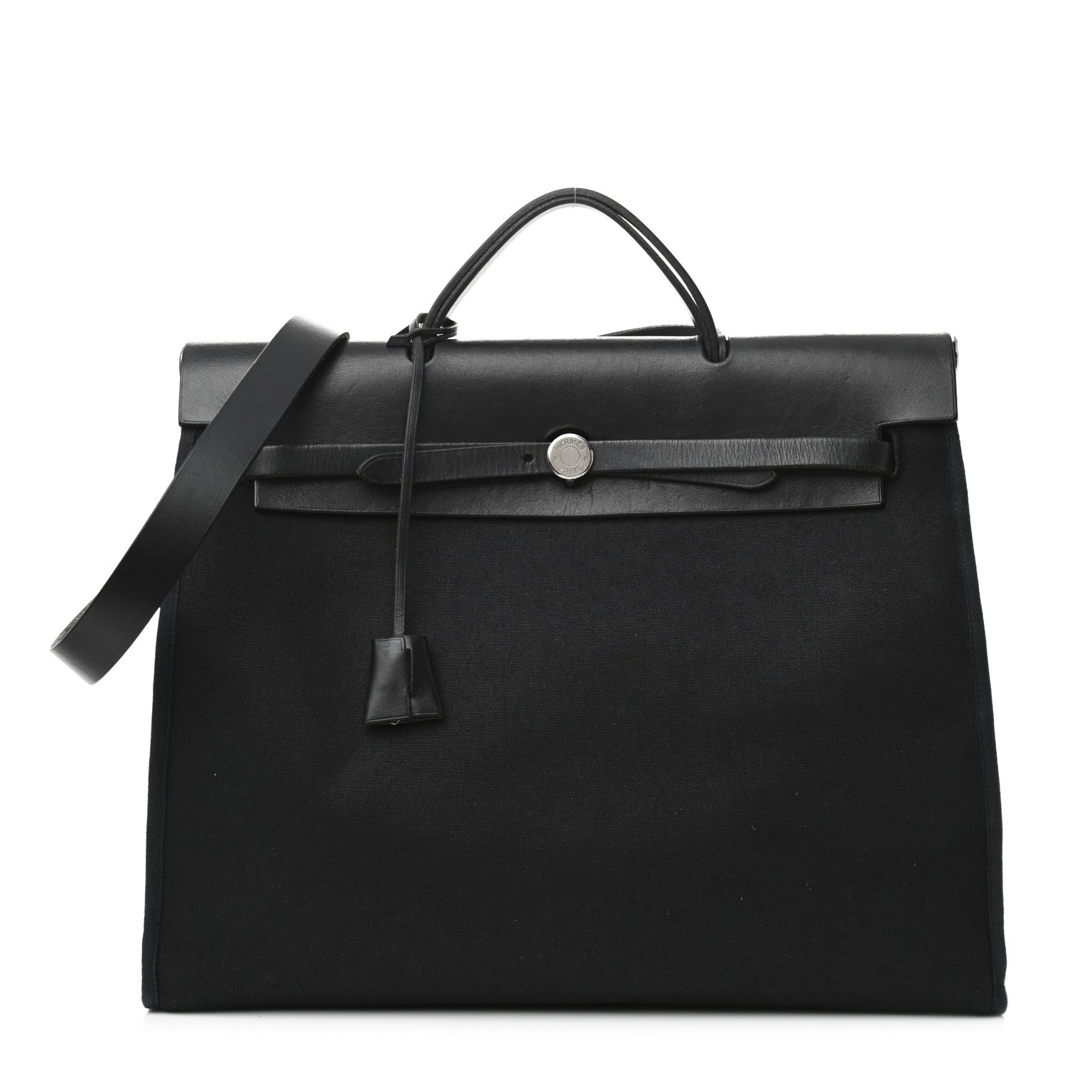 Hermes Toile Vache Calfskin Herbag 39 MM Black 1 of 17