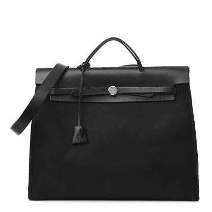 Hermes Toile Vache Calfskin Herbag 39 MM Black 1 of 17