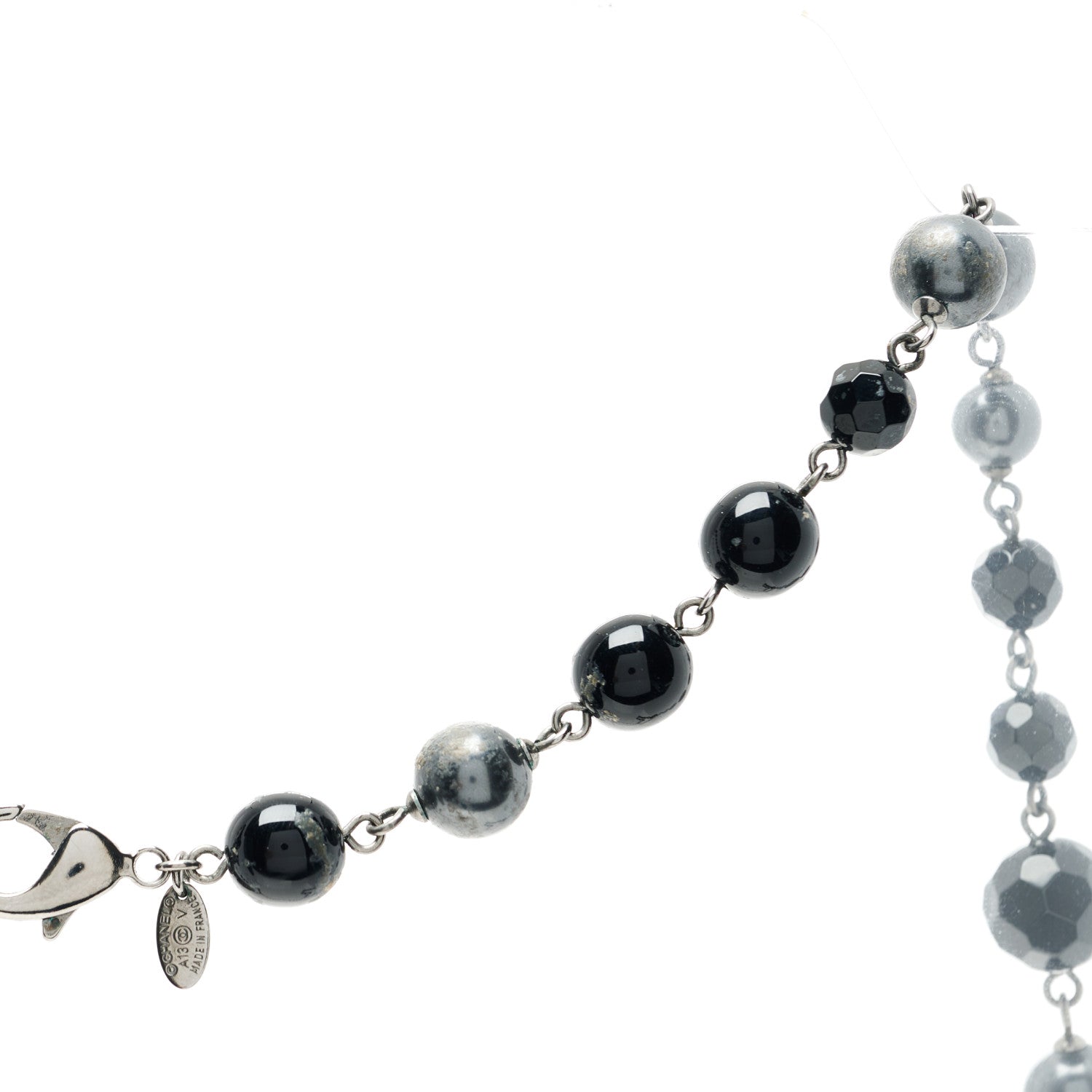 Chanel Ruthenium Pearl Beaded CC Long Necklace Black 7 of 8
