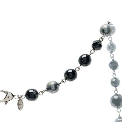 Chanel Ruthenium Pearl Beaded CC Long Necklace Black 7 of 8