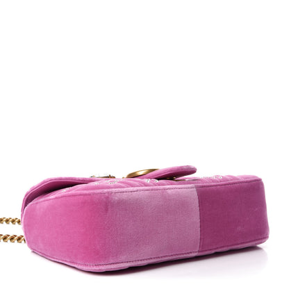 Gucci Velvet Matelasse Marquise Crystals Embroidered Small GG Marmont Shoulder Bag Malva 5 of 11