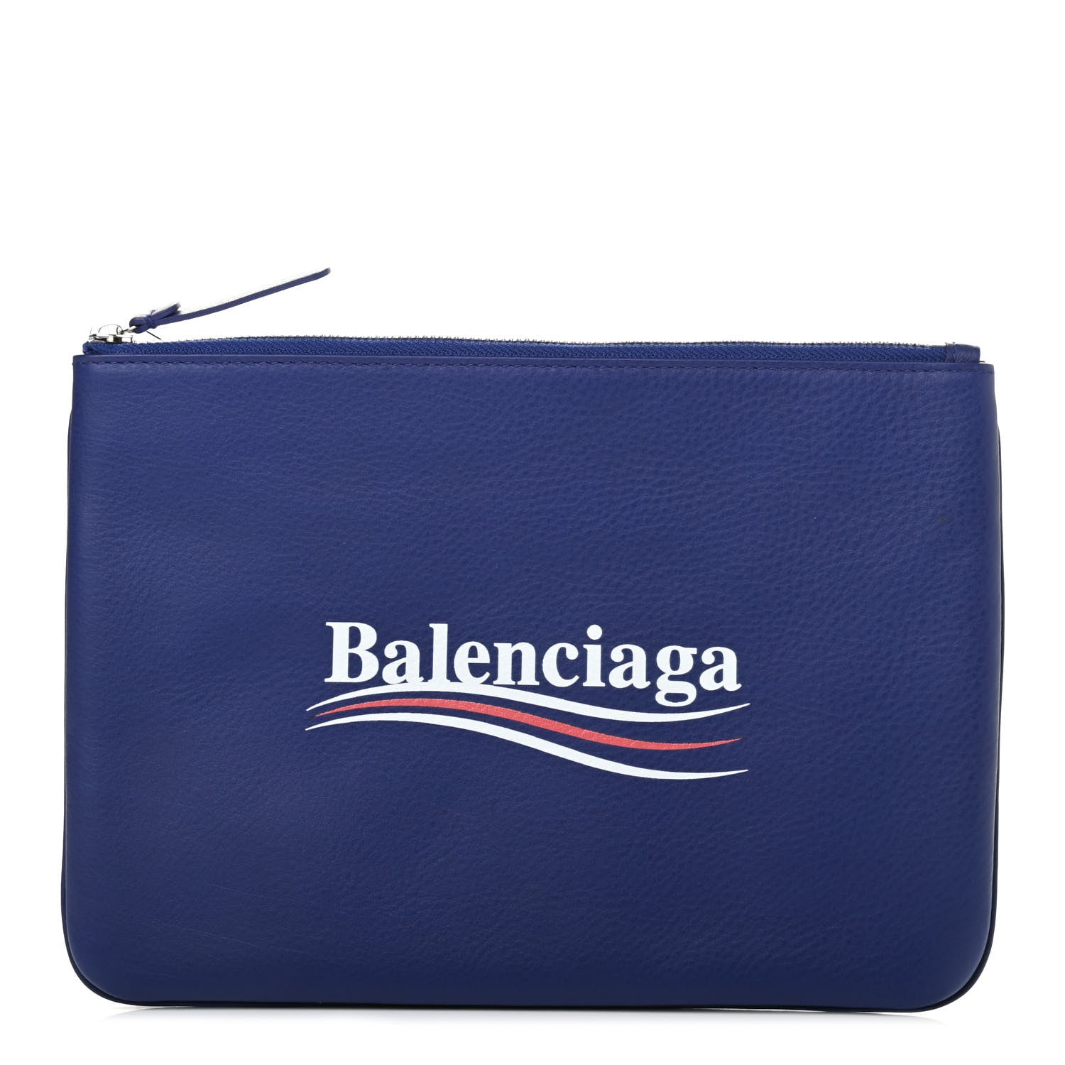 Balenciaga Calfskin Political Campaign Logo Pouch Bleu 1 of 7