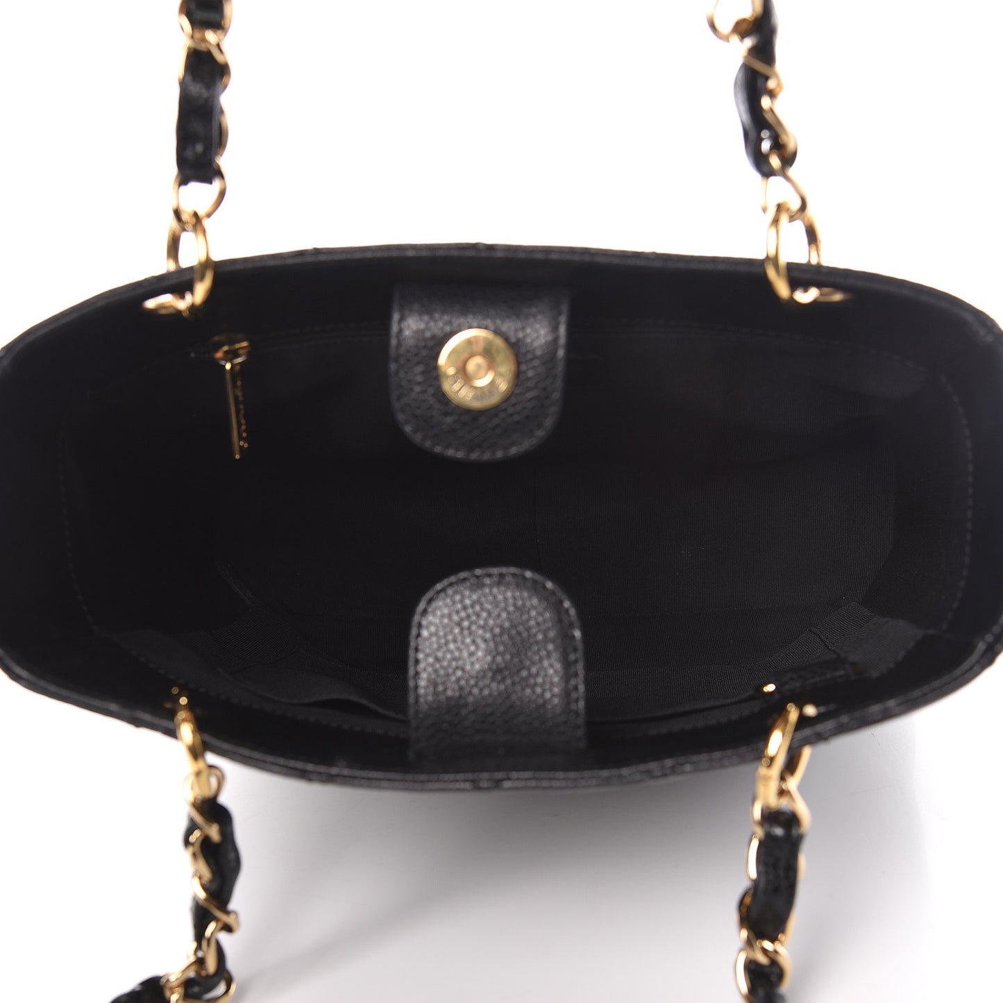 Caviar Quilted Petit Shopping Tote PST Black