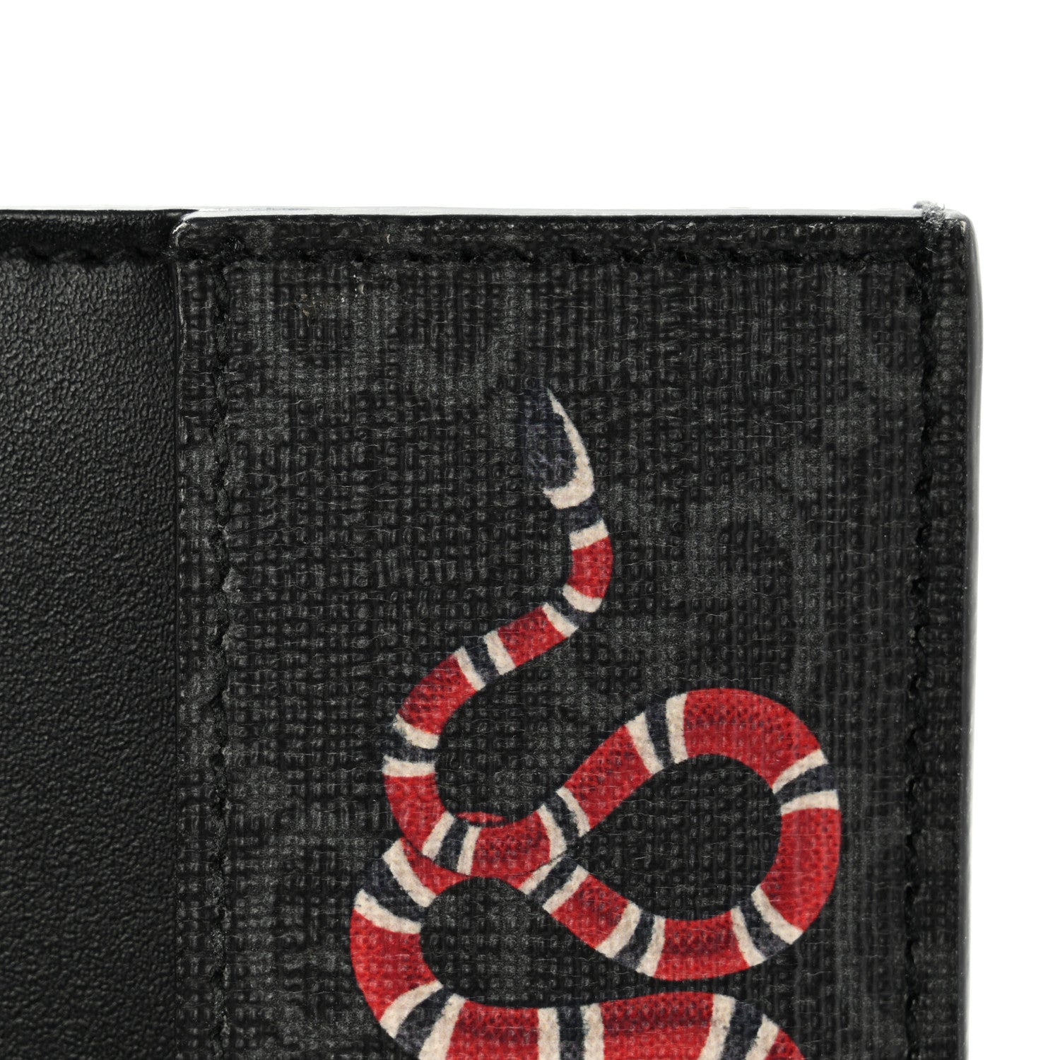 Gucci GG Supreme Monogram Kingsnake Card Case Black Grey 7 of 10