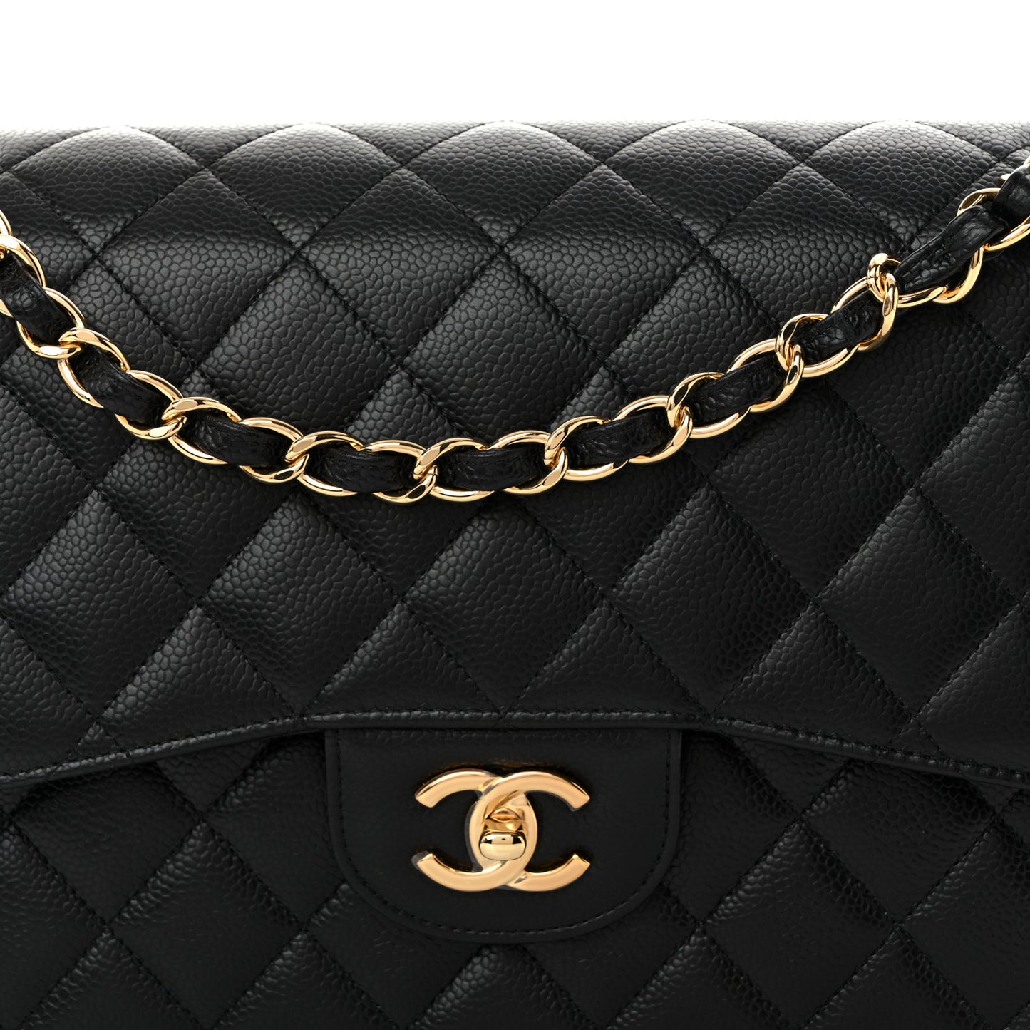 Caviar Quilted Jumbo Double Flap Black