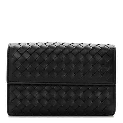 Bottega Veneta Nappa Intrecciato Continental Compact Flap Wallet Black 1 of 13