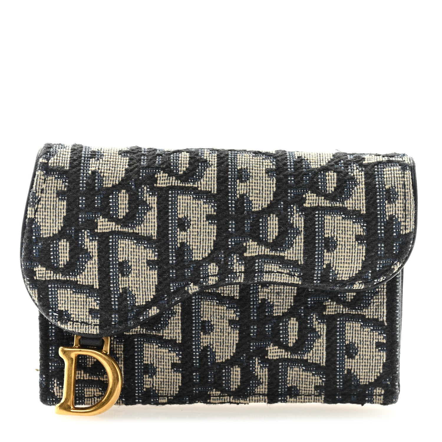 Christian Dior Oblique Saddle Card Holder Blue 1 of 6