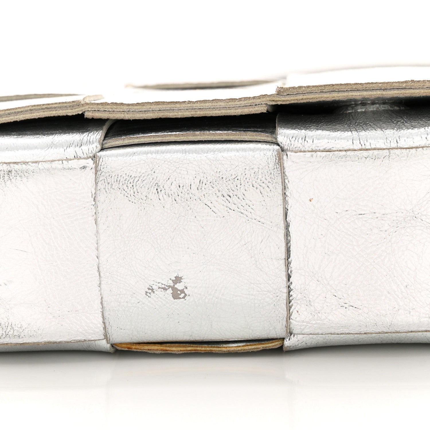 Bottega Veneta Metallic Lambskin Maxi Intrecciato Cassette Crossbody Bag Silver 11 of 13