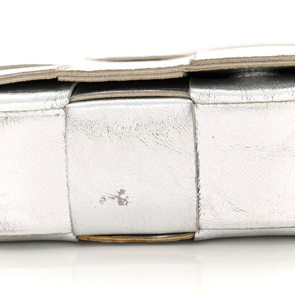 Bottega Veneta Metallic Lambskin Maxi Intrecciato Cassette Crossbody Bag Silver 11 of 13