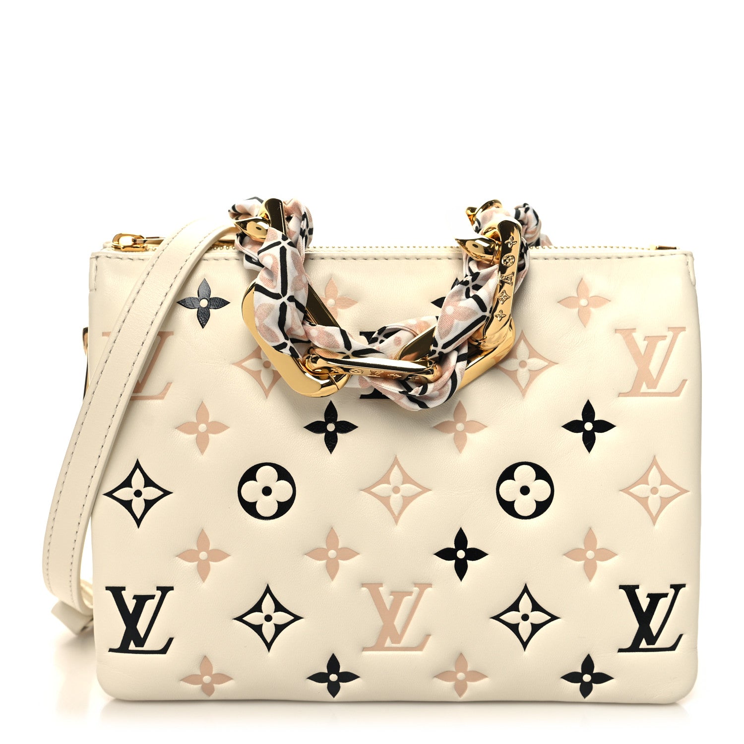 Louis Vuitton Lambskin Embossed Monogram Tricolor By The Pool Coussin BB Beige 1 of 11