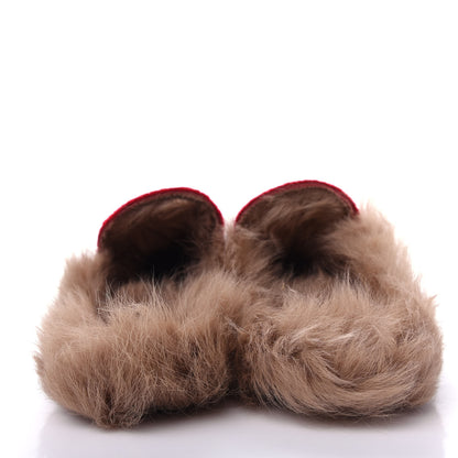 Gucci Velvet Fur Womens Princetown Slippers 37 Hibiscus Red 7 of 10