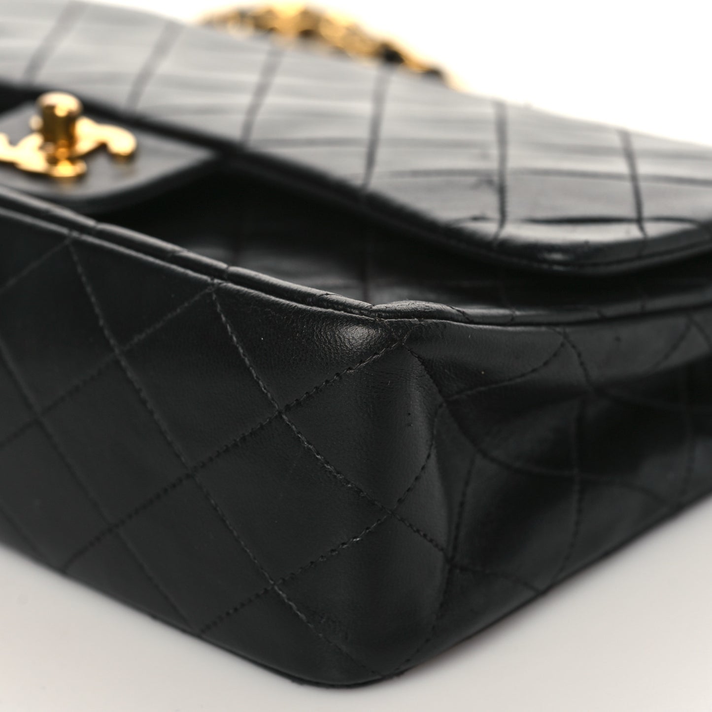 Lambskin Quilted Medium Double Flap Black