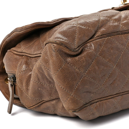 Chanel Crumpled Caviar Quilted Large Shiva Flap Brown 10 of 11