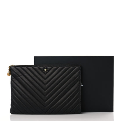 Chanel Caviar Chevron Quilted Large Ancient Greek Charms Cosmetic Case Black 10 of 10