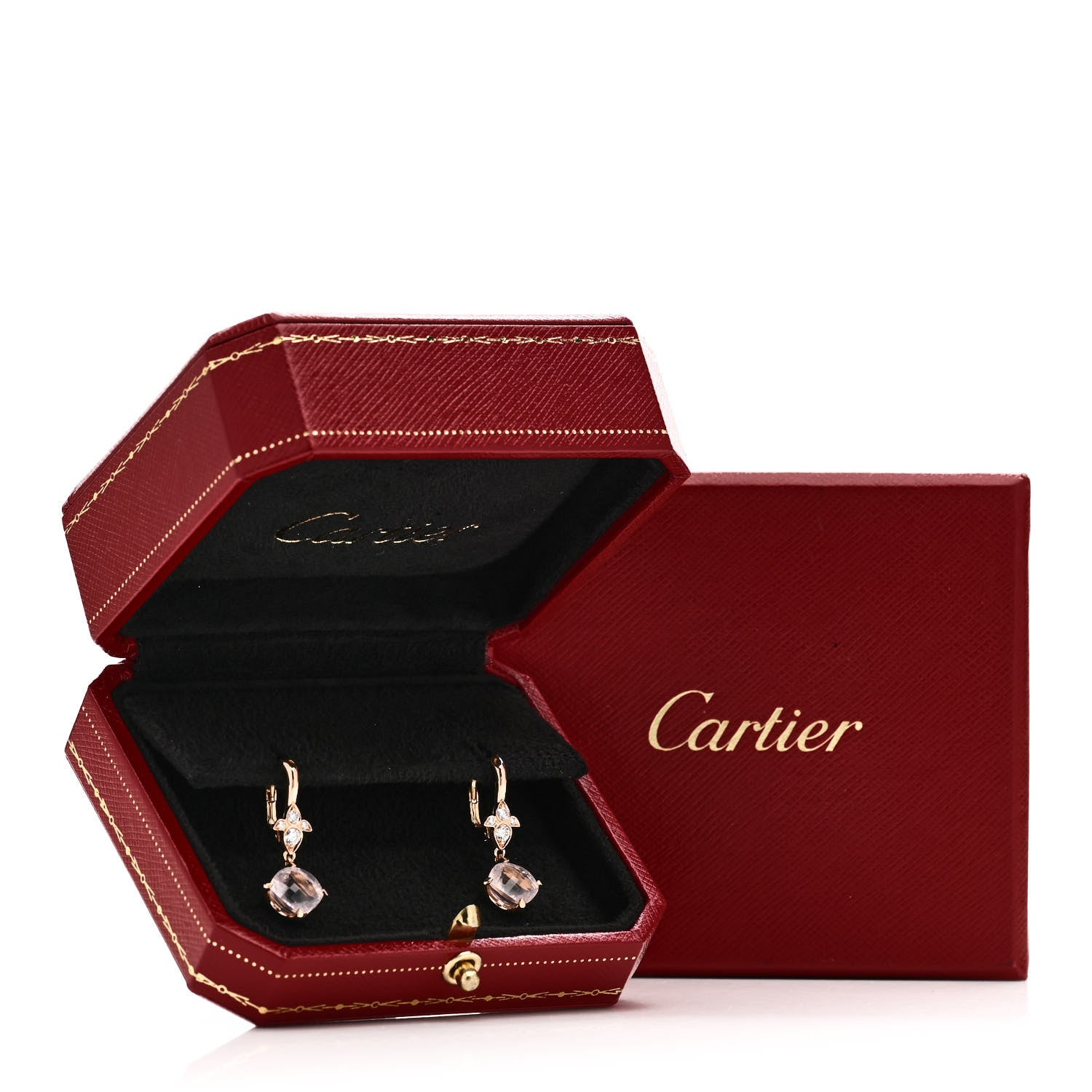 Cartier 18K Pink Gold Diamond Rose Quartz Inde Mysterieuse Earrings 7 of 7