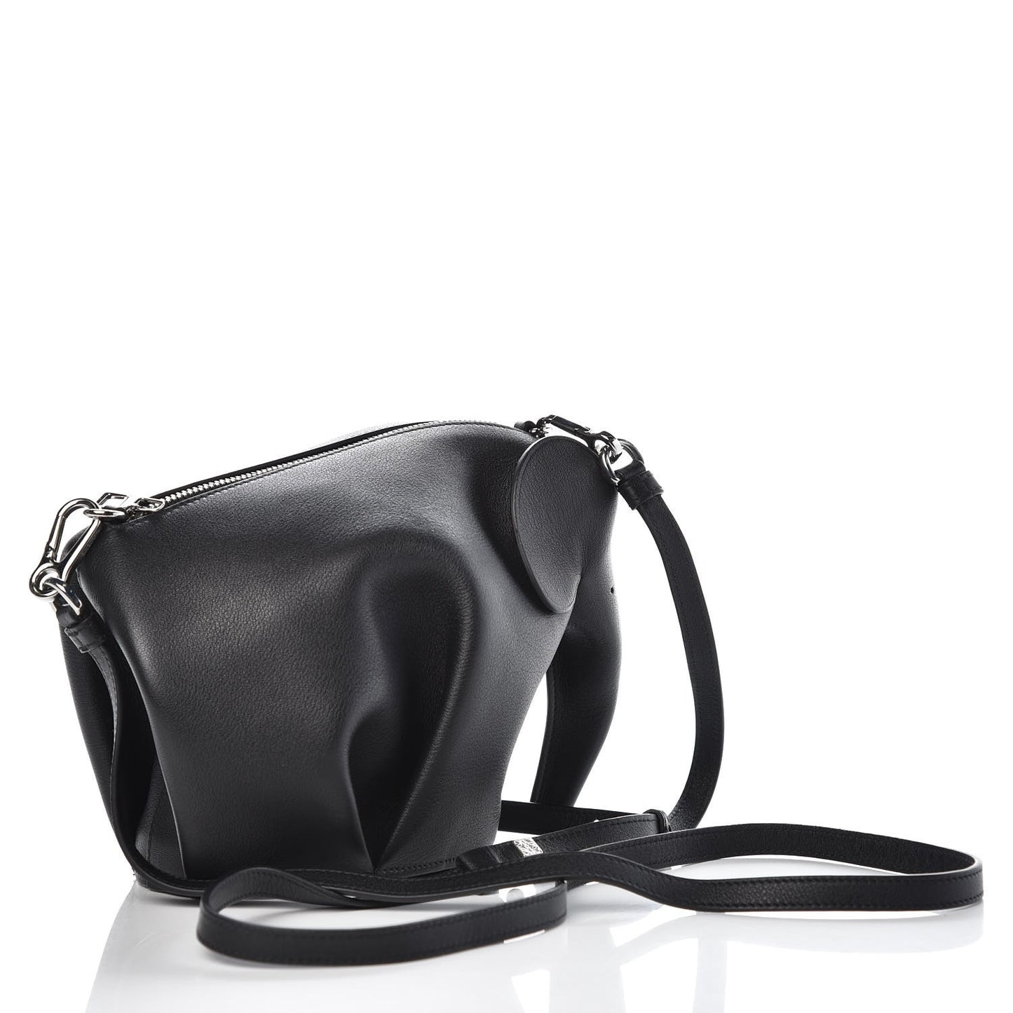 Calfskin Mini Elephant Crossbody Bag Black