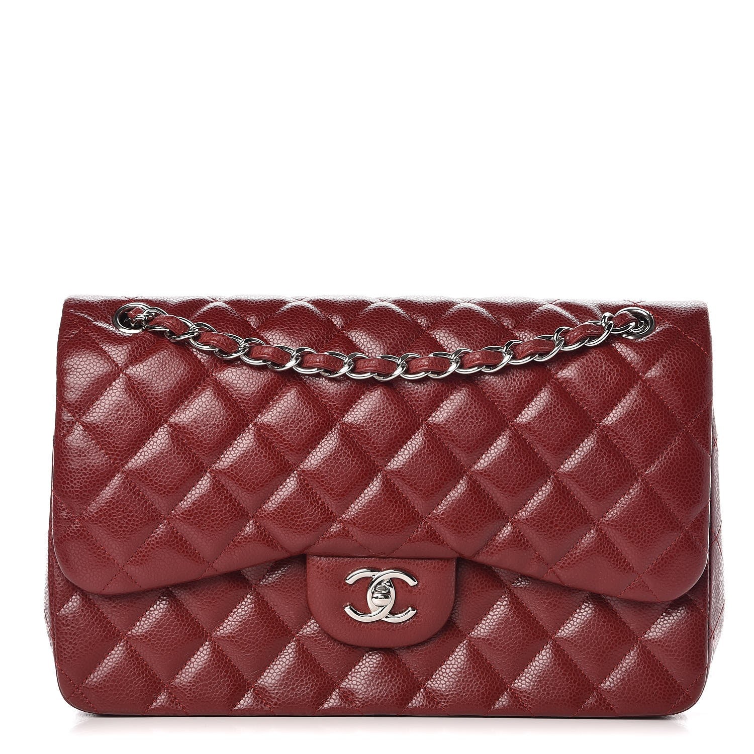 Chanel Caviar Quilted Jumbo Double Flap Dark Red 1 of 9