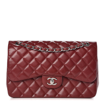 Chanel Caviar Quilted Jumbo Double Flap Dark Red 1 of 9