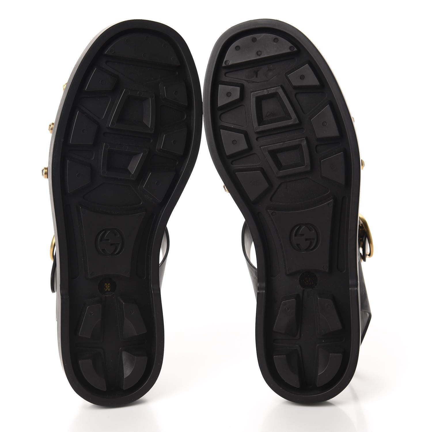 Gucci Rubber Crystal Womens Buckle Strap Sandals 36 Black 6 of 9