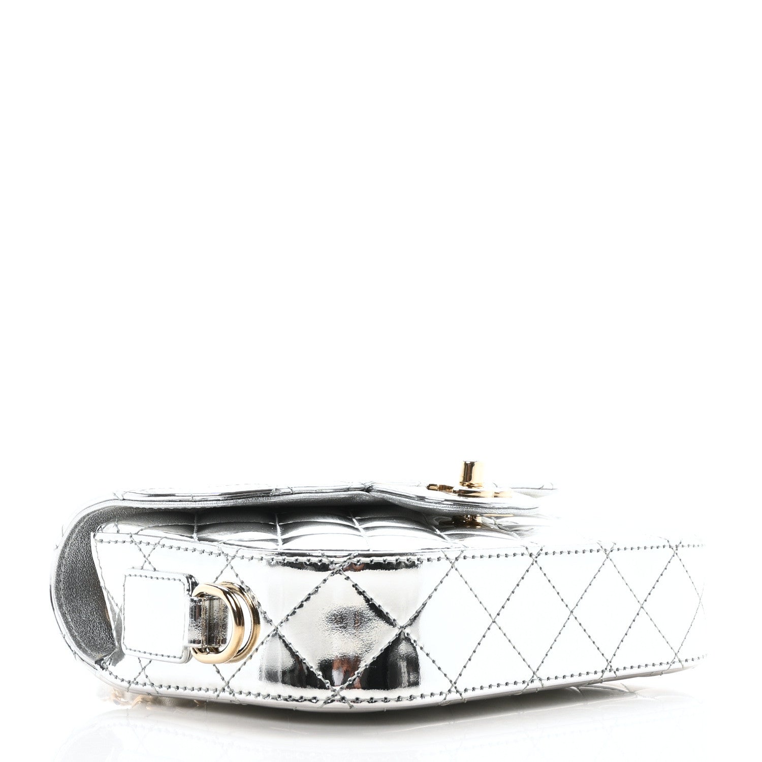 Chanel Mirror Calfskin Metallic Calfskin Quilted Hollywood Boulevard Mini Flap With Star Coin Purse Silver 5 of 12