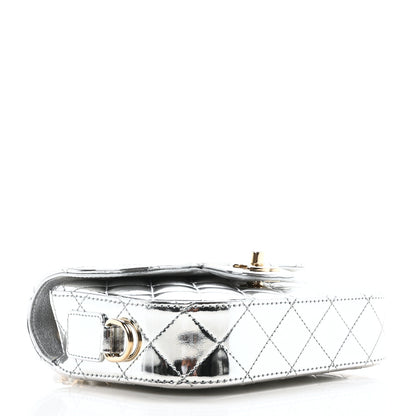 Chanel Mirror Calfskin Metallic Calfskin Quilted Hollywood Boulevard Mini Flap With Star Coin Purse Silver 5 of 12