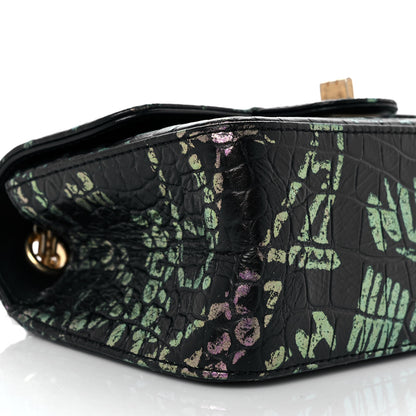 Chanel Calfskin Crocodile Embossed Graffiti 2.55 Mini Cocodile Reissue Flap Black Pink 8 of 9