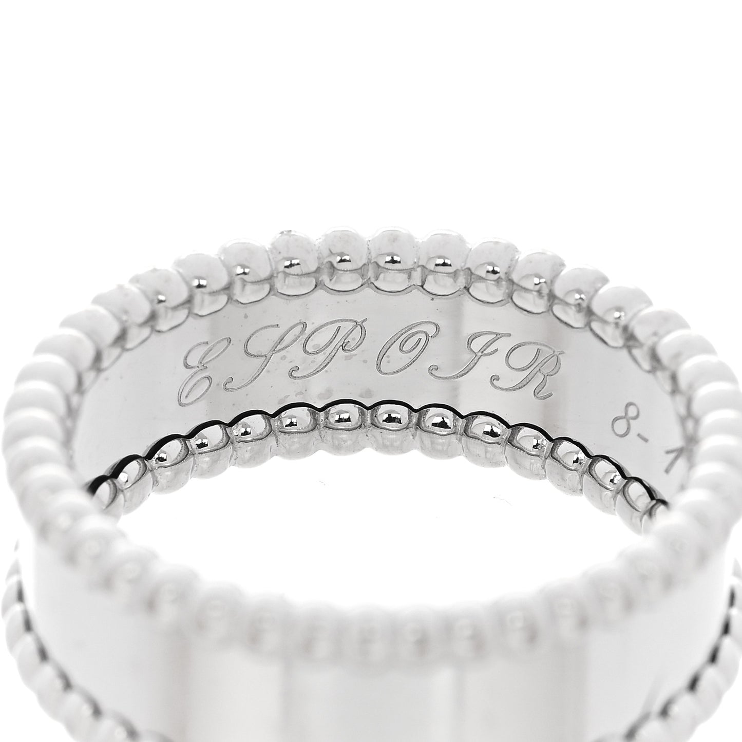 18K White Gold Perlee Signature Ring 58 8.25