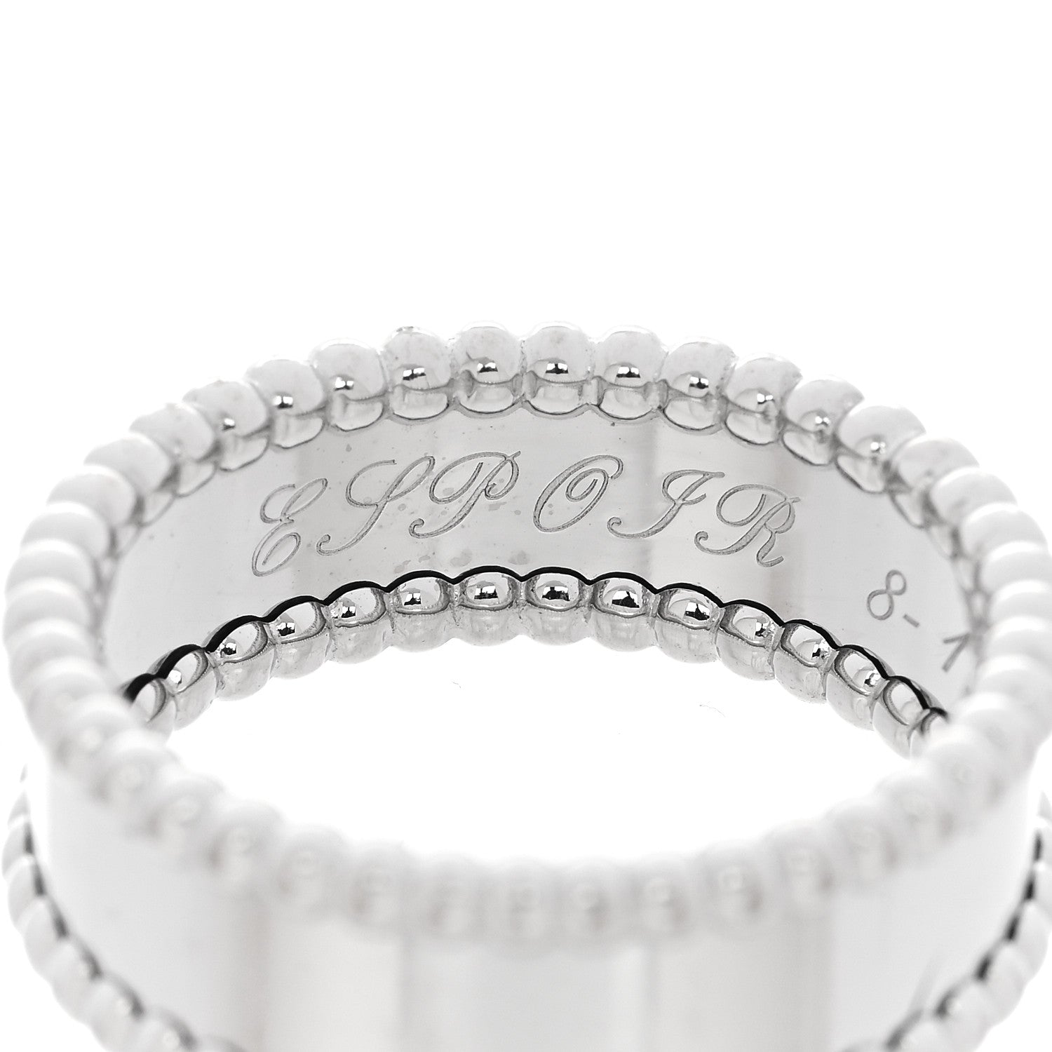 Van Cleef & Arpels 18K White Gold Perlee Signature Ring 58 8.25 4 of 9