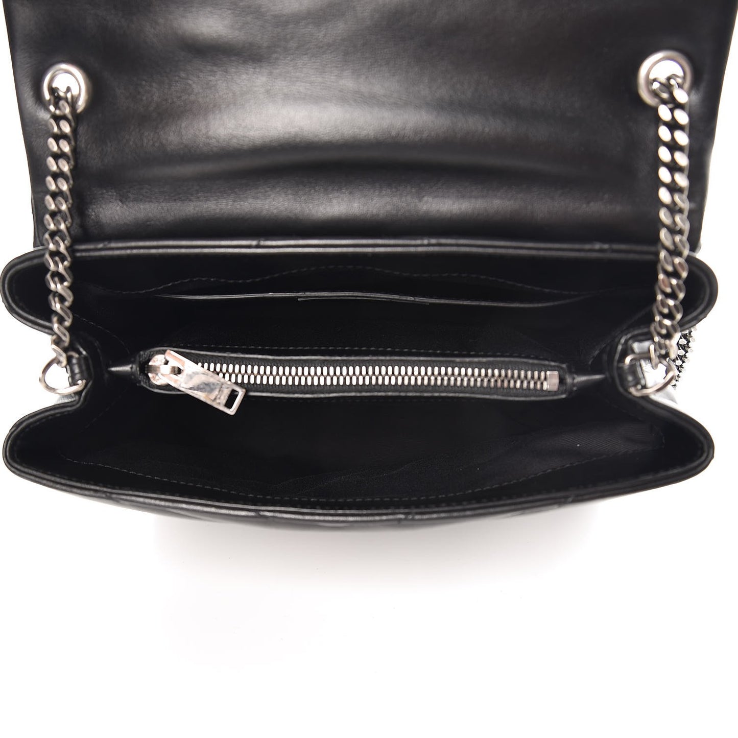 Calfskin Y Quilted Monogram Small Charm Loulou Chain Satchel Black