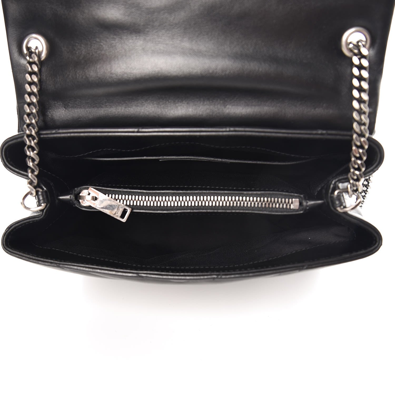 Saint Laurent Calfskin Y Quilted Monogram Small Charm Loulou Chain Satchel Black 7 of 9