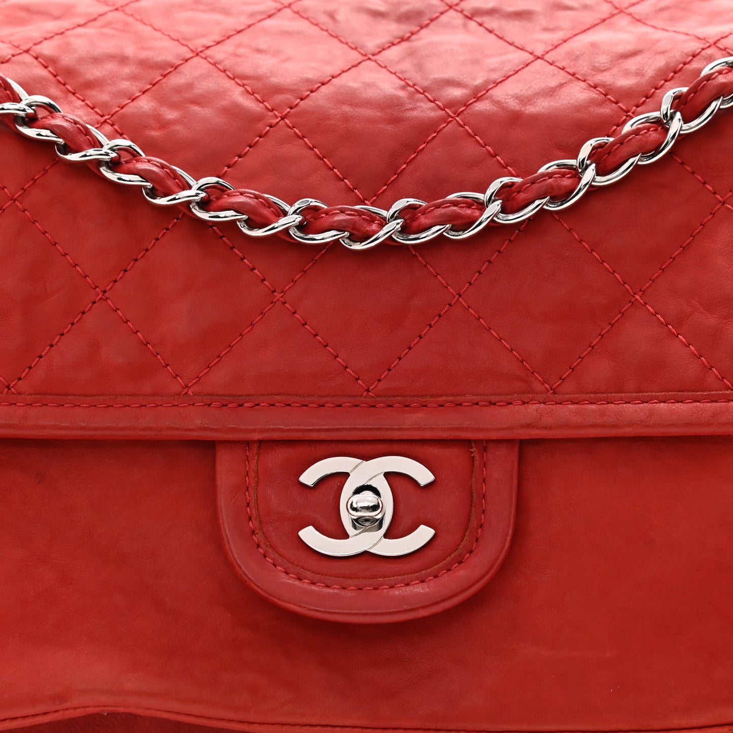 Ultra Soft Suede Calfskin Natural Beauty Flap Bag Red